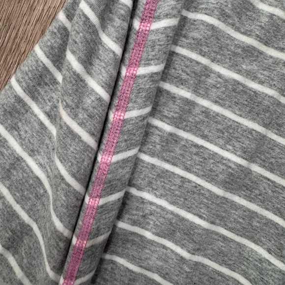 Gray and White Striped Maxi Dress with Pink Stitching - Picture 4 of 5